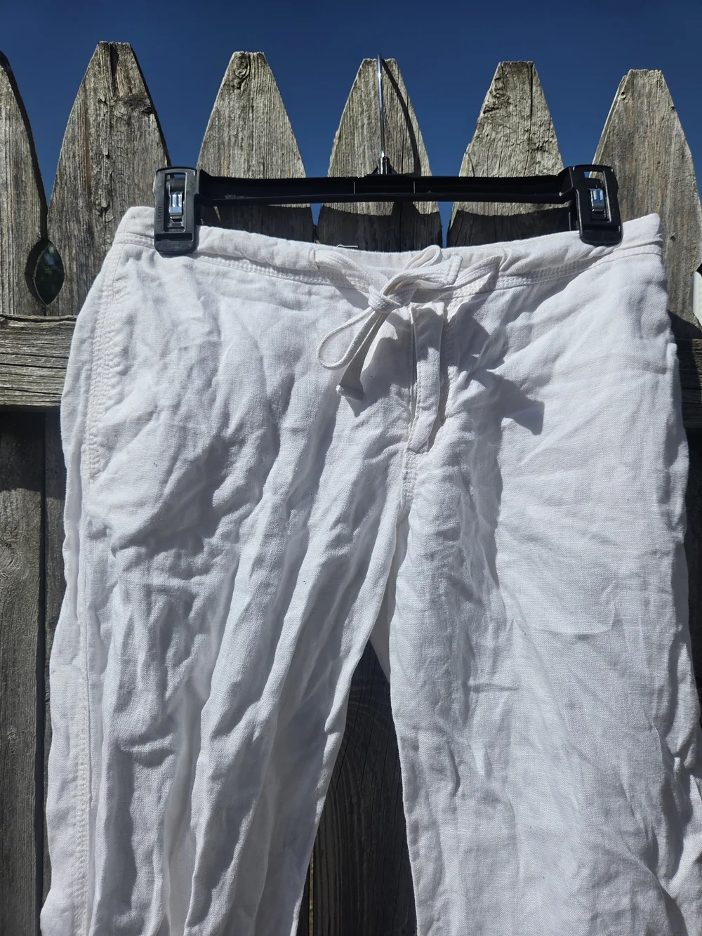 H&M Divided White Drawstring Linen Blend Women's Pants